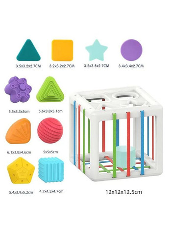 Розвиваючий тактильний куб-сортер з резиночками HE0211 з набором кульок Huanger (327797473)