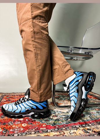 Голубые демисезонные кроссовки мужские nike air max tn plus chilly blue black | найк аир макс тн голубые черные No Brand