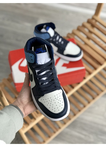 Синій Осінні кросівки чоловічі і жіночі nike air jordan 1 retro high patent blue toe| найк джордан 1 ретро сині No Brand