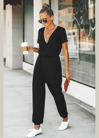 Комбінезон CUPSHE однотонний чорний повсякденний поліестер