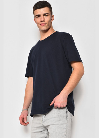 Темно-синяя футболка мужская однотонная темно-синего цвета Let's Shop