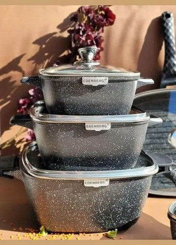 Набор посуды с мраморным покрытием EB-12912 10 предметов Edenberg (304974621)