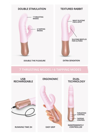 Двойной пульсатор кролик SASSY BUNNY – BABY PINK Love To Love (296627197)