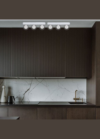 "Потрійний світильник із 3 кулястими плафонами "Glass Trio Light"(61-X100F-3 WH+CLWH (380)) No Brand (370071660)