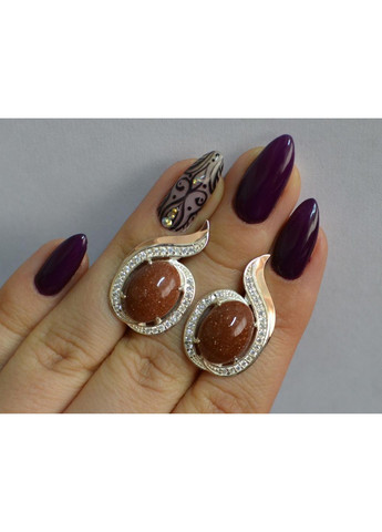 Срібні сережки з золотими вставками Silver Style (366813989)