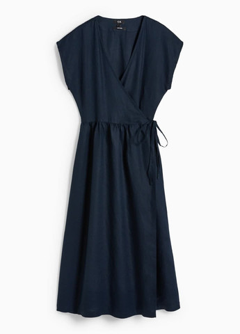 Темно-синее кэжуал платье из льна C&A однотонное