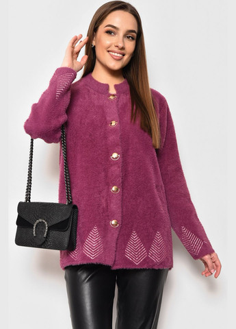 Темно-рожевий демісезонний кардиган жіночий альпака темно-рожевого кольору пуловер Let's Shop