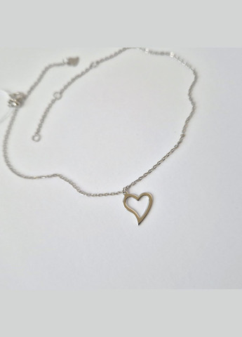 Серебряный браслет на ногу без камней с подвеской Сердце до 28 см серебро 925 пробы Родированное б2/1036ш 1.30 Nobrand (363969064)