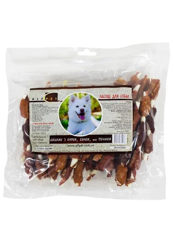 Шашлык с мясом курицы утки и печени Альфпет лакомство для собак 500 г (AS38) (4820272770076) AlfPet (354700755)