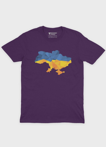 Фиолетовая мужская футболка с патриотическим принтом карта украины (ts001-1-dby-005-1-005) Modno