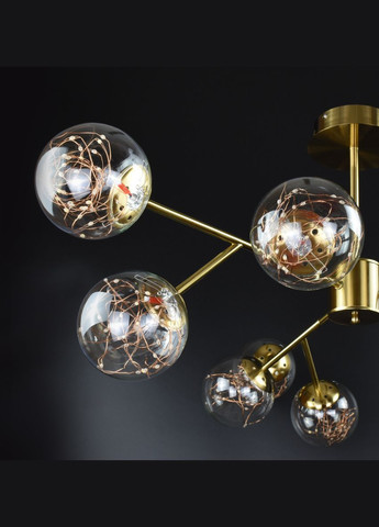 Люстра светодиодная потолочная LED светильник для квартиры на потолок лэд 26479 Латунь 42-72х110х110 см. Sunnysky (364495594)