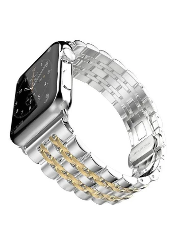 Металлический ремешок Steel Link для часов Apple Watch 42mm / 44mm - Silver/Gold Primo (262296365)