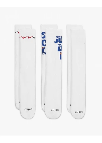 Белые носки everyday plus cush crew white (3 пары) dh3822-902 Nike (398014648)