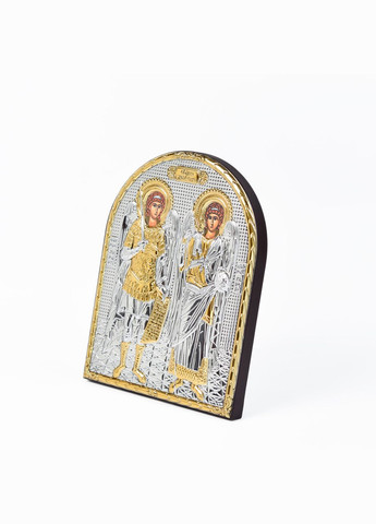 Икона Архангела Михаила и Гавриила 16,3х21,3см арочной формы без рамки на дереве Silver Axion (265446260)