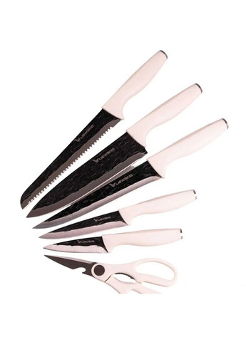 Набір кухонних ножів з підставкою 6 предметів білий TS Kitchen білий,