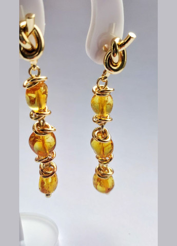 Сережки 2505 з натурального бурштину Коньячний відтінок MINOV (311310489)