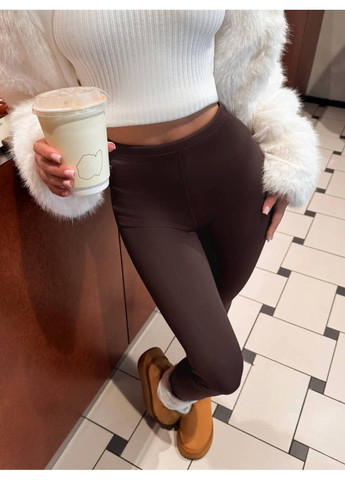 Коричневые демисезонные женские лосины на флисе No Brand