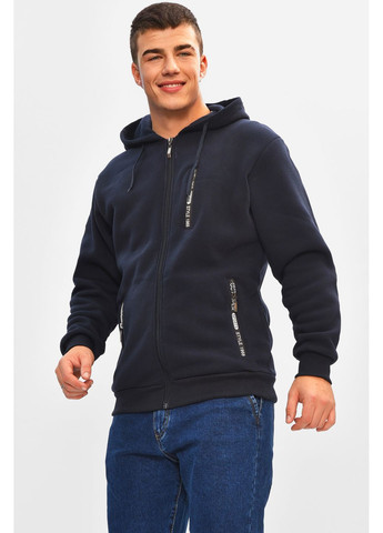 Темно-синій кофта чоловіча однотонна на флісі темно-синього кольору Let's Shop однотонний без декору (363253896)