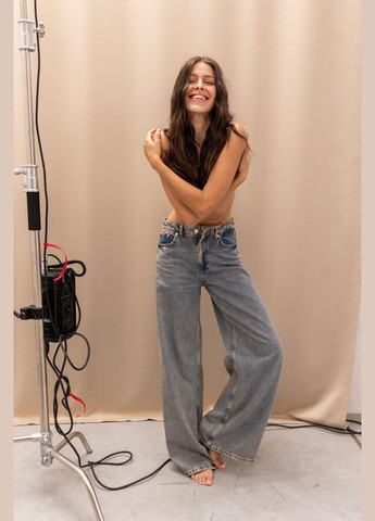 Джинси Wide leg широкі вінтажно-сині Twice - (302390892)