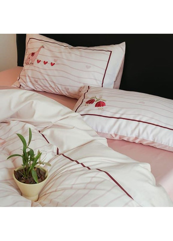 Постільна білизна з сатину 155x215 біла пудра| Kunmeng (372475443)