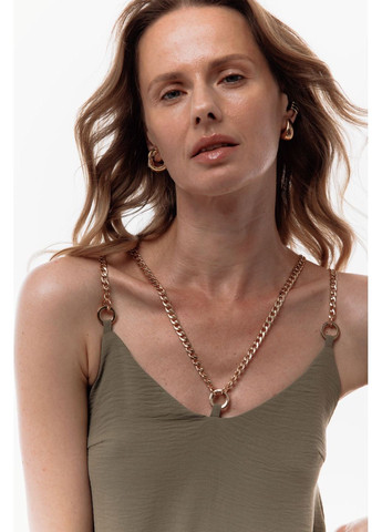 Бежевое жатае шифоновое платье - бежевый, xs с открытой спиной Juli Briz однотонное