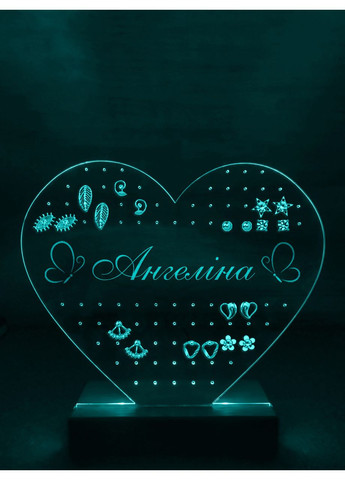 Органайзер с подсветкой для сережек Сердце. Ангелина (дизайн 33.1.7) Creative (355398389)