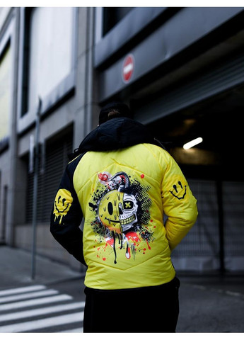 Комбинированная демисезонная мужская куртка с принтом зима капюшон No Brand