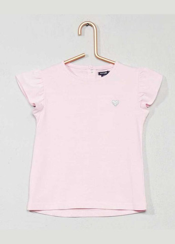 Розовая демисезонная футболка хлопковая для девочки vu571 Kiabi