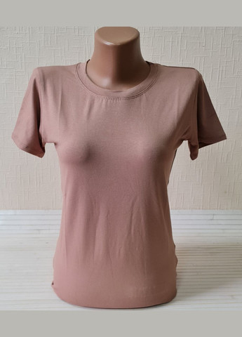 Футболка жіноча однотонна з круглим коміром віскоза капучино Leliss - (323638065)