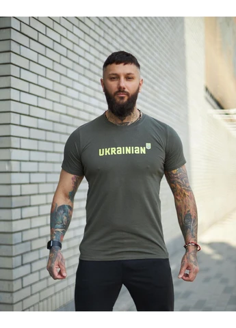 Хакі (оливкова) футболка чоловіча "ukrainian" хакі Vakko
