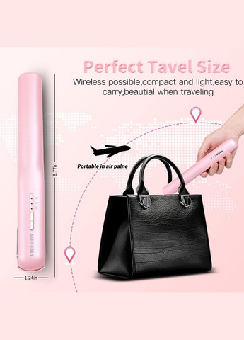 Беспроводной выпрямитель для волос AIIE-EIIA керамический, с аккумулятором 3000 мА (розовый) No Brand (317923177)