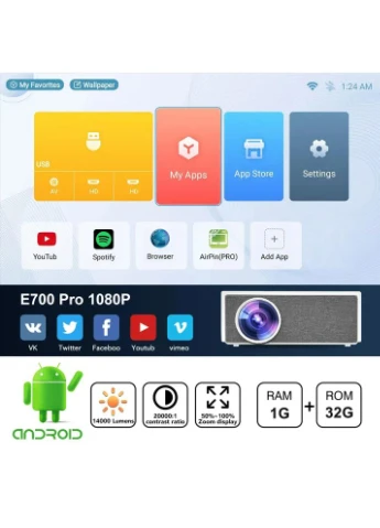 Проектор Everycom E700 Pro 1080P с электронным фокусом (E700 ProE_13999) XPRO (392934861)