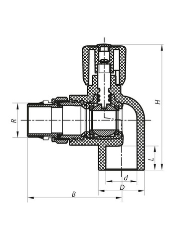 Кран радиаторный 25x3/4 угловой с прокладкой "антипротечка" PPR K0162.PRO (KP0208) KOER (322074756)