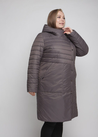 Коричнева зимня парка зимова жіноча великого розміру SK