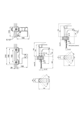 Комплект смесителей Lipno: Смеситель для душа QTLIPNO4023101CB + Смеситель для раковины QTLIPNO1023101CB + Qtap (317569952)