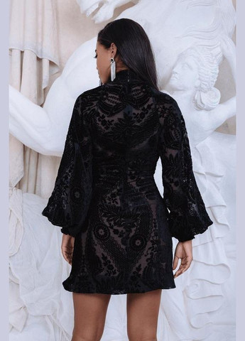 Черное платье мини с пышными рукавами из структурированного бархата lavice alice Asos