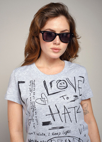 Серая летняя женская футболка с текстом 103106 Power