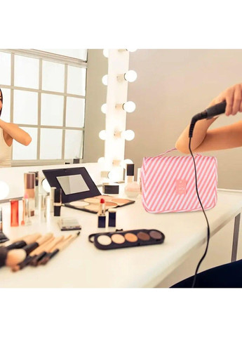 Стильная розовая в полоску дорожная косметичка, органайзер для туалетных принадлежностей, несессер No Brand (315101641)