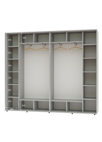 Шафа-купе чотиридверна 290*45*240 Сірий 2 Дзеркала з піскострумним малюнком/2 Дзеркала Алекса (360478443)