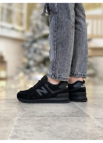 Чорні Зимовий кросівки чоловічі new balance 574 black 1 нью беланс 574 No Brand