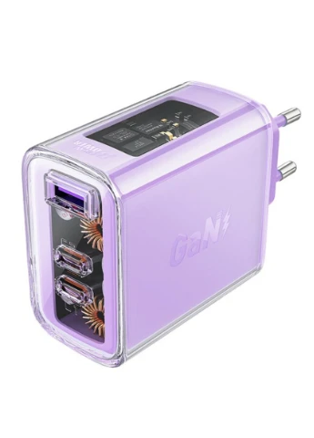 Мережевий зарядний пристрій A45 Sparkling series PD65W GaN (2*USB-C+USB-A) charger Purple alfalfa Acefast (300684920)