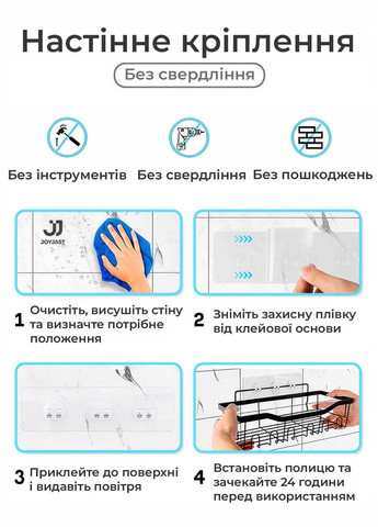 Набір тримачів для ванної кімнати з 5 шт. / полиця у ванну навісна з нержавіючої сталі / вакуумні тримачі для шампунів у душ OnePro (329145838)