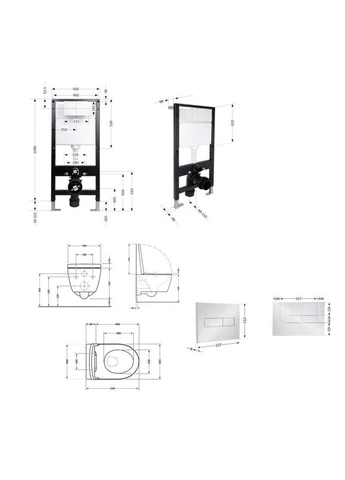Готове рішення для ванної кімнати: підвісний унітаз Jay Rimless 520x360x320 + комплект інсталяції Standard (лінійна клавіша Qtap (400787505)