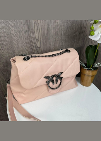 Качественная женская минисумочка клатч на плечо в стиле Пинко стеганая, маленькая сумка Pinko птички Пудровый No Brand (334730207)