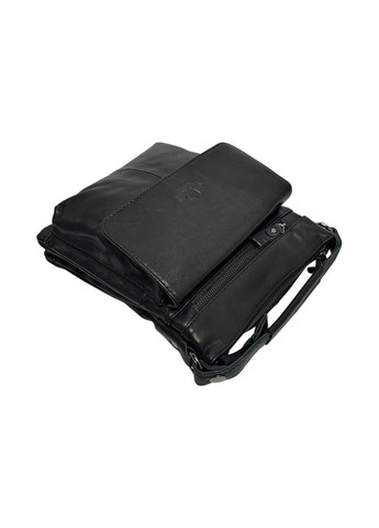 Чоловіча сумка Zzixs з натуральної шкіри 7611 чорна 28.5 х 24 х 3 No Brand (371681890)