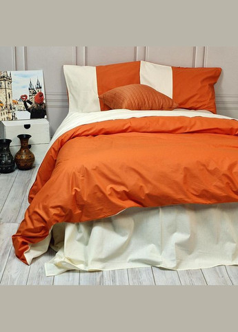 Постельное белье PREMIERE Оранжевое/Пломбирное мороженое Ранфорс Двуспальное на резинке MERISET (306740078)