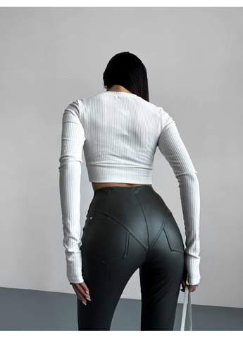 Оливковые демисезонные леггинсы из экокожи Україна