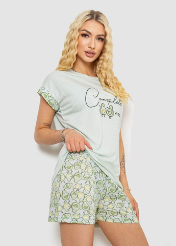 М'ятна піжама жіноча з принтом Good Night 243R2105