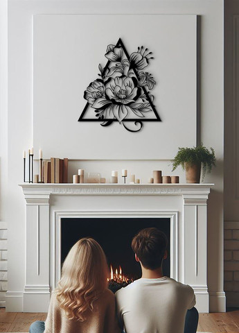 Декоративне панно з дерева, настінний декор для дому "Квітковий цвіт", картина лофт 40х45 см Woodyard (292113330)