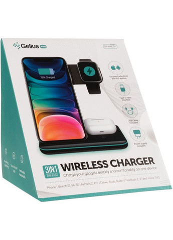 Беспроводное зарядное устройство для Wireless Charger 3in1 15W GPAWC01 Black Gelius (295599953)